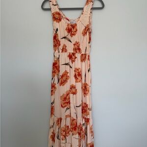 Patrons of Peace Peach Floral Midi Dress